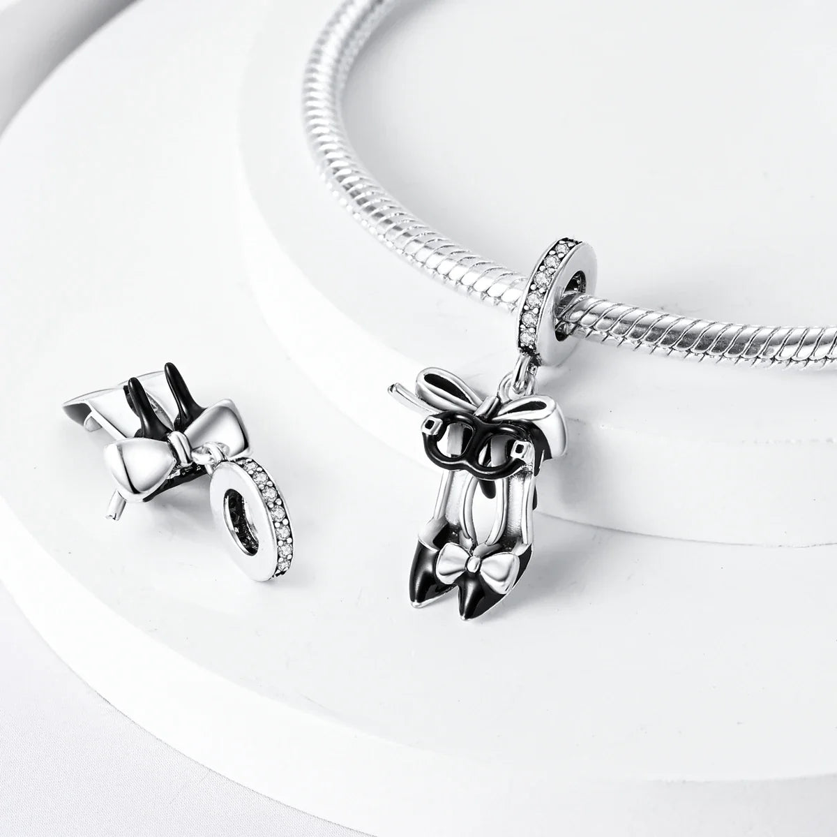 Fit Original Bracelet 925 Silver Ballet Girl Red High Heels Charms Pendants For Women Jewelry Making Gift