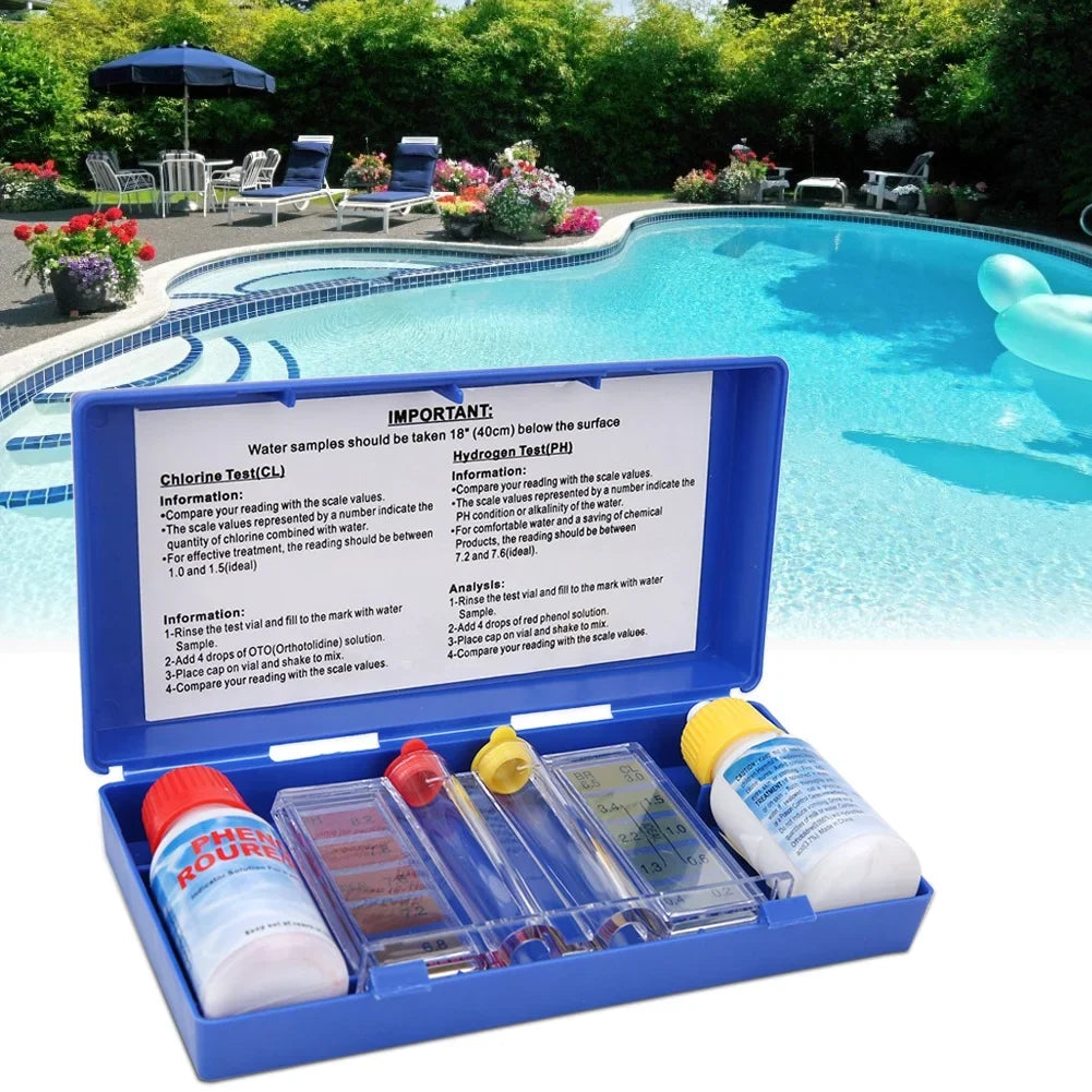 Kit de prueba de calidad del agua para piscinas, kit de prueba de cloro para piscinas, caja de prueba de agua