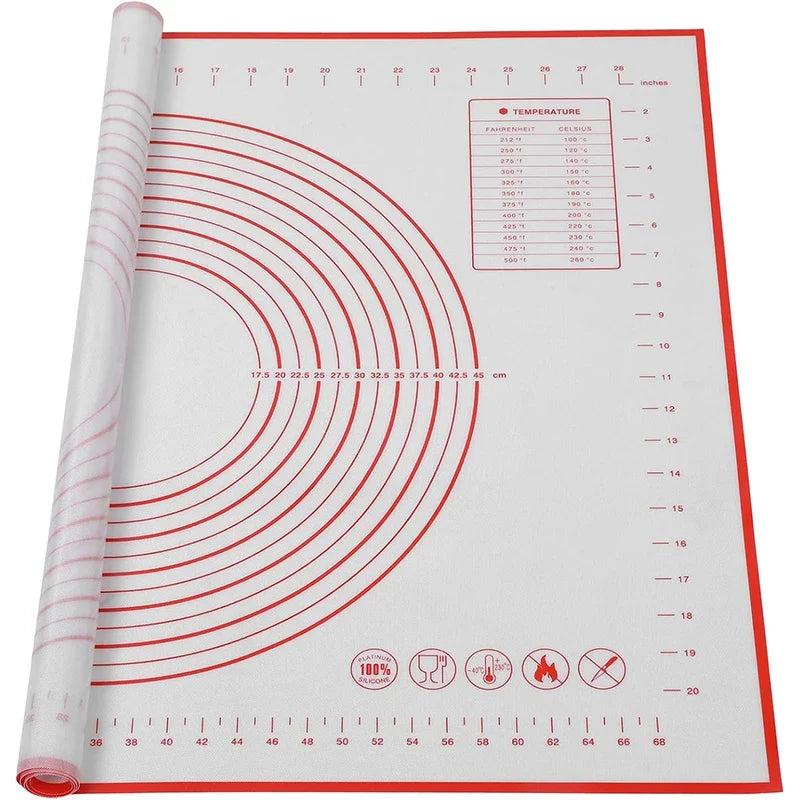 Tapete de silicona antiadherente para hornear y amasar, con medidas, tapete de cocina para masa, tapete para masa de tarta, protector de horno YY206