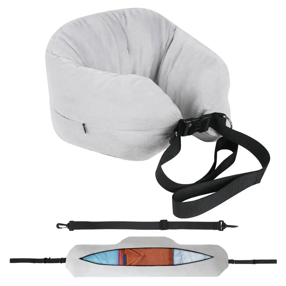 Comfortable Travel Pillow Adjustable U-Shaped Neck Pillow Washable Multi-Functional Fillable Portable Pillow Case for Airplane