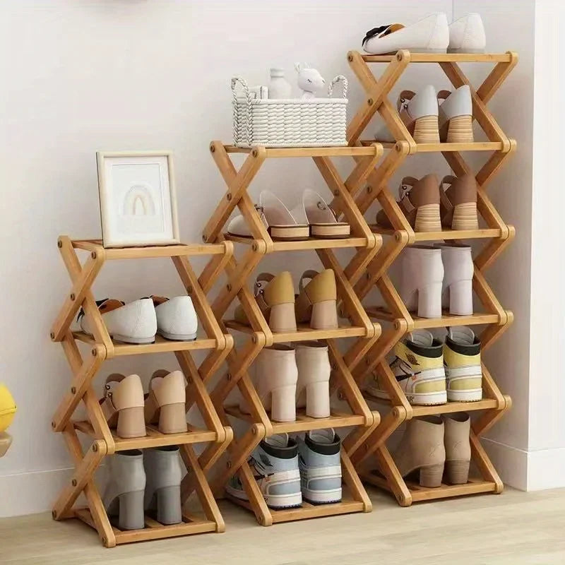Zapatero Conveniente, Estanterías Plegables que Ahorran Espacio para el Hogar y Dormitorio - Almacenamiento Interior para la Entrada, Estante Estrecho para Zapatos sin Montaje