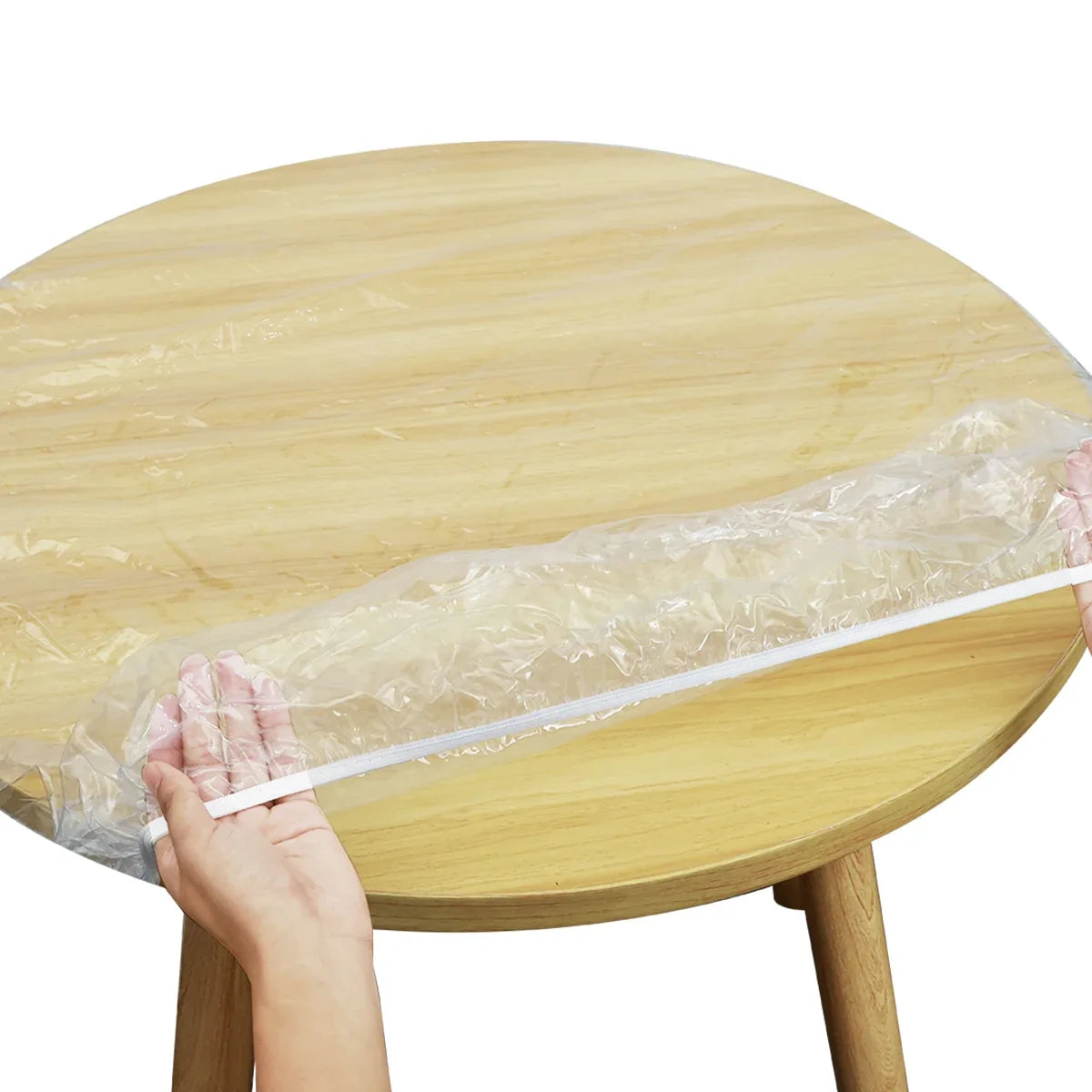 Mantel Redondo Transparente Ajustable con Borde Elástico, PVC Redondo Impermeable, Resistente al Aceite, Protector de Mesa Fácil de Limpiar