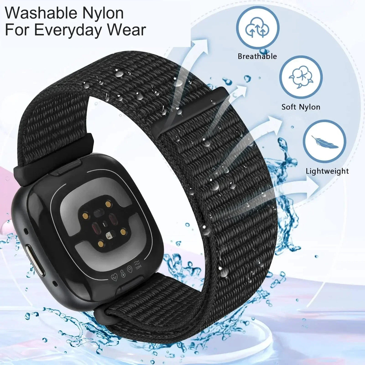 Fitbit Sense 1–2 / Versa 3–4 Nylon Sport Loop Band