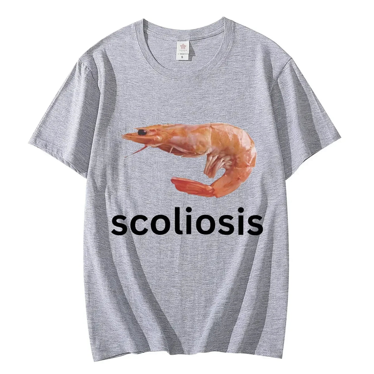 Scoliosis Funny Shrimp Meme T-shirt Unisex Fashion Casual T-shirts Summer Short Sleeve T Shirts Streetwear Women T Shirts