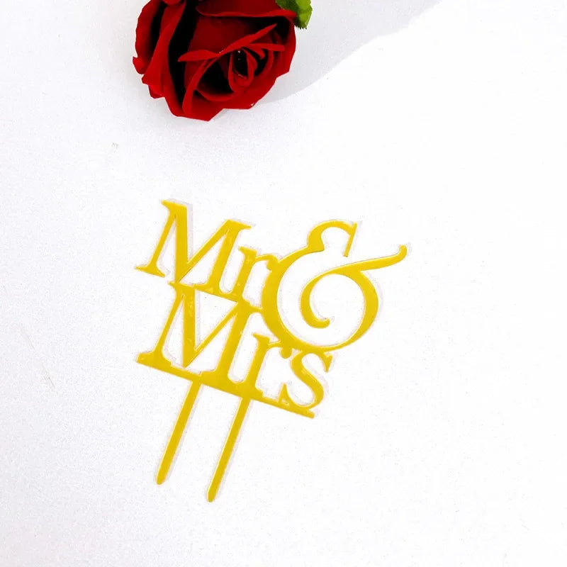 Ins Gold Acrylic Ring Wedding Cake Topper Bride Groom Proposal Party Wedding Cake Topper for Engagement Gift Dessert Decoration