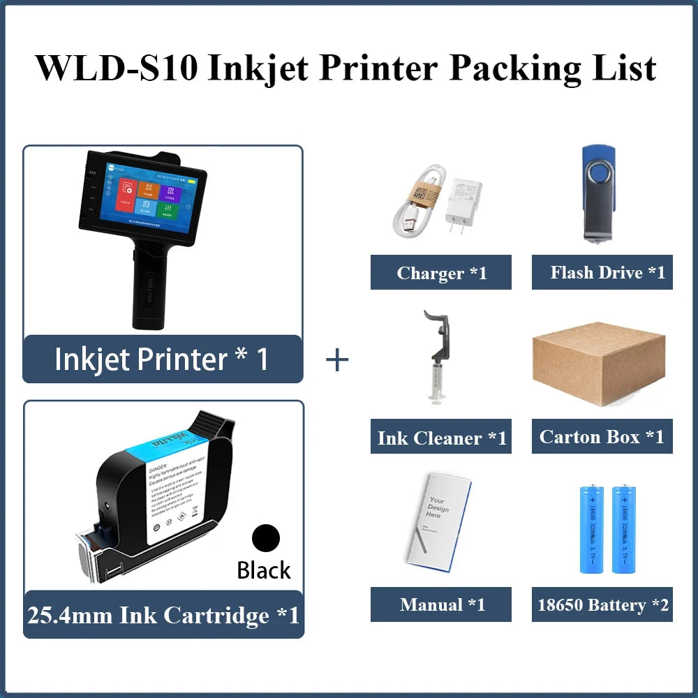 Portable Handheld Inkjet Printer – 25.4mm TIJ Printer for Logos & Barcodes