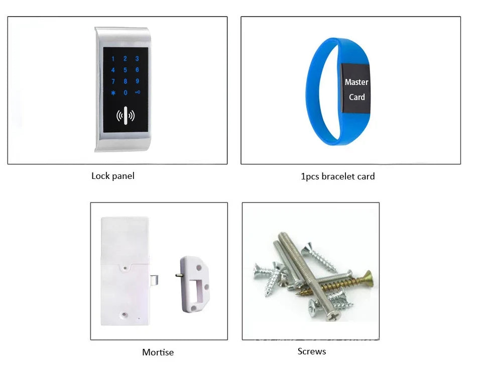 JCEM102 Electronic Keypad & RFID Cabinet Lock – Golden or Silver