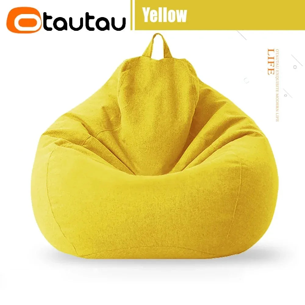 OTAUTAU Cotton Linen Bean Bag Cover without Filler Floor Corner Lazy Beanbag Chair Pouf Salon Ottoman Puff Lounger Sac DD002