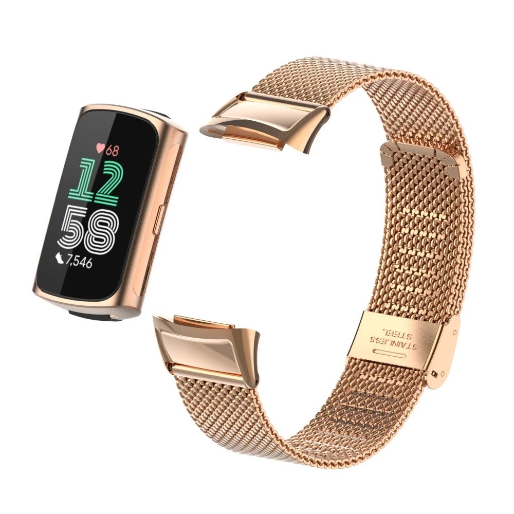 Fitbit Charge 5 & 6 Stainless Steel Mesh Band - Clasp Strap