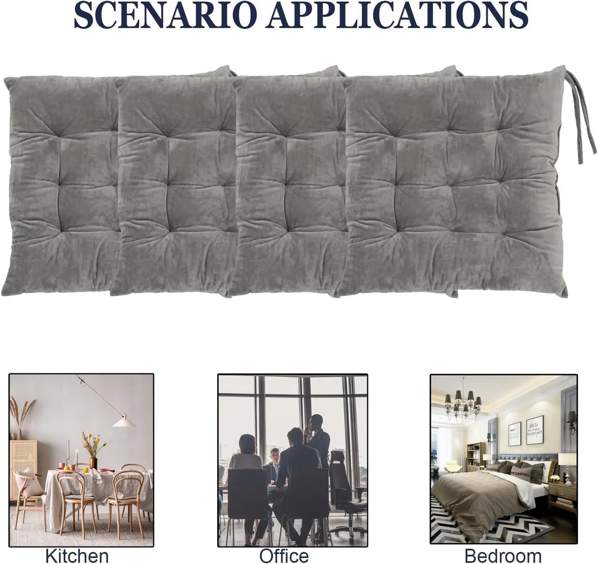 Cojín cuadrado de asiento de 40x40cm, cojines de interior con lazos, alfombrilla de silla suave, cómoda y antideslizante para escritorio de oficina YY098