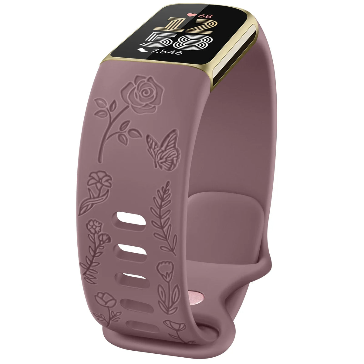 Fitbit Charge 5 & 6 Floral Engraved Band - Adjustable Strap