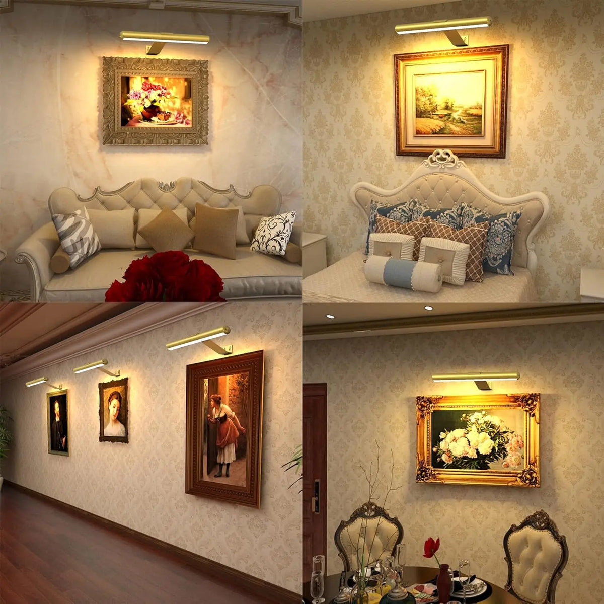 Lámpara de pared inalámbrica para sala de estar con control remoto, apliques LED de interior a pilas, luz para exhibir cuadros y pinturas con control remoto