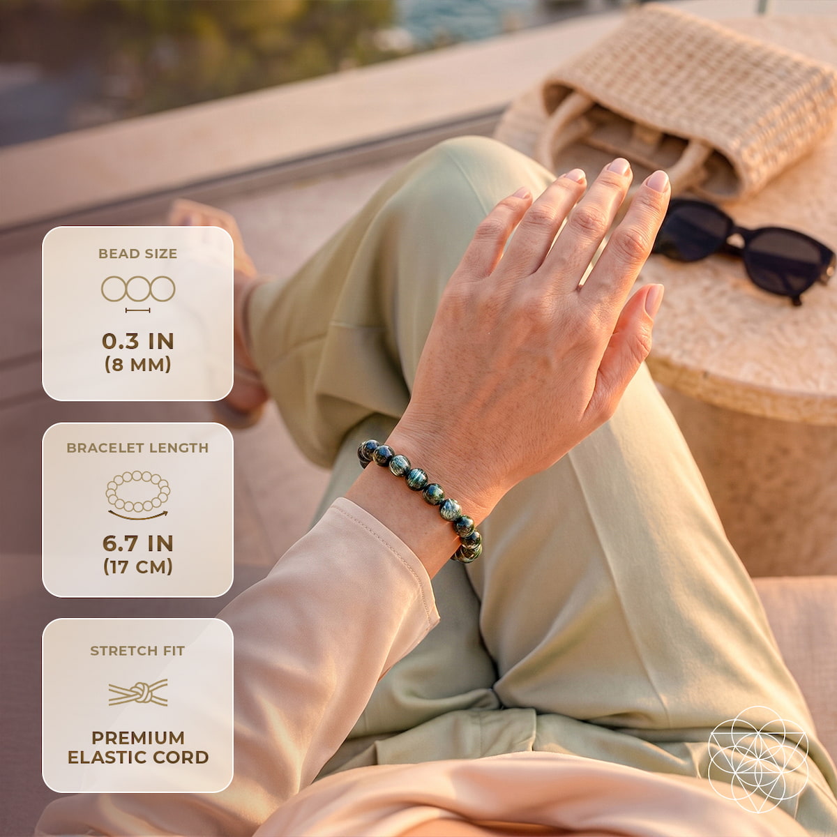 Energía Angelical – Pulsera de Serafinita Rara para la Transformación