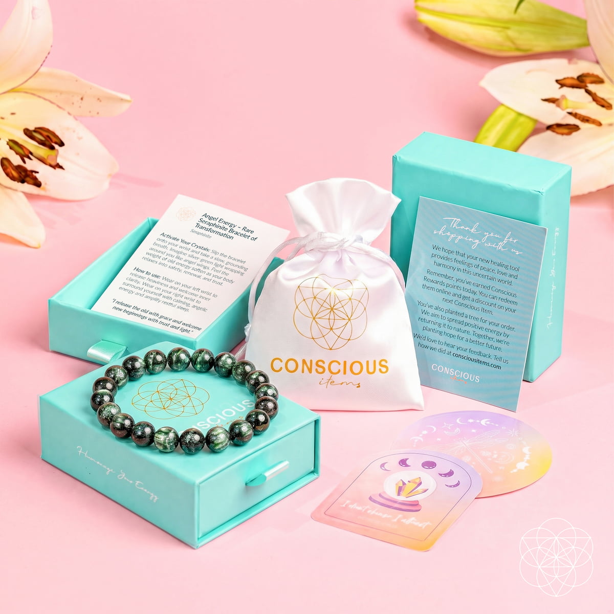Energía Angelical – Pulsera de Serafinita Rara para la Transformación