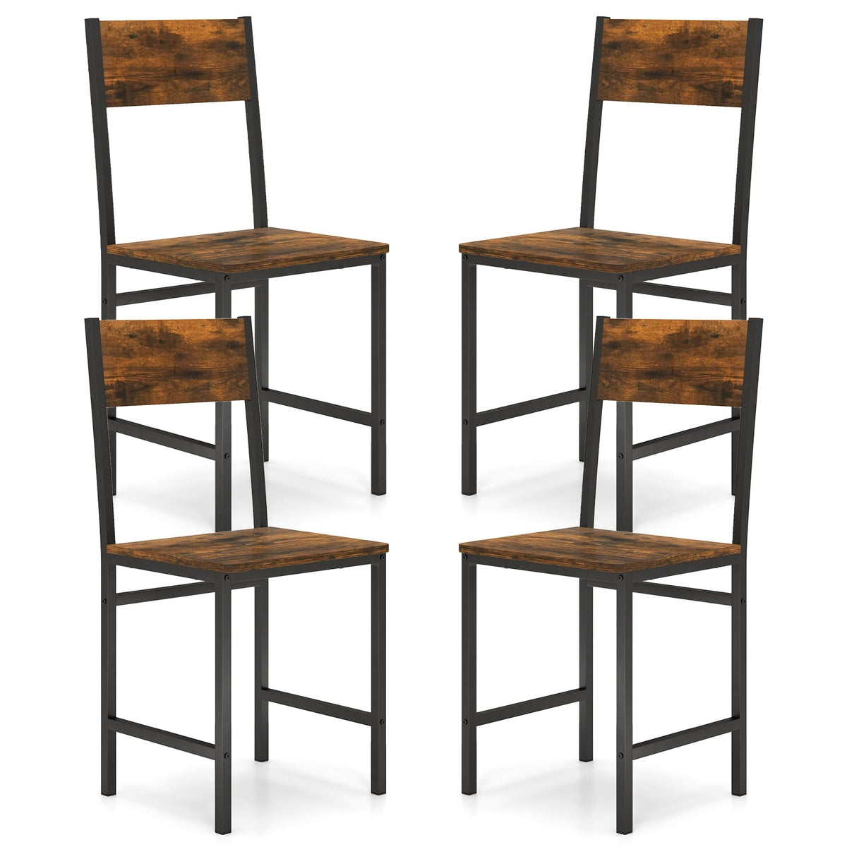 Set of 4 Dining Chairs with Metal Legs and Slanted Back
