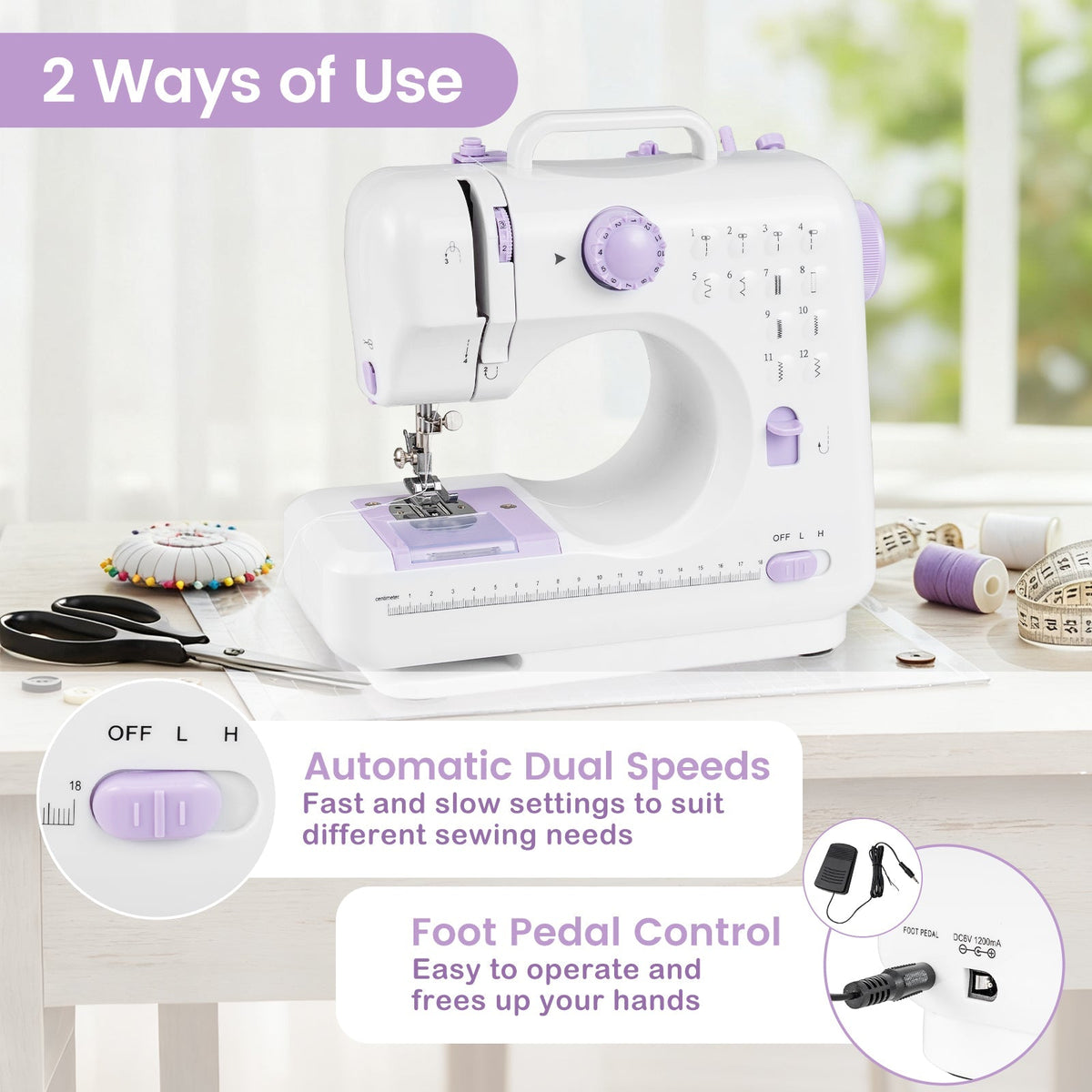 Sewing Machine for Beginners Mini Sewing Machine with 12 Built-in Stitches