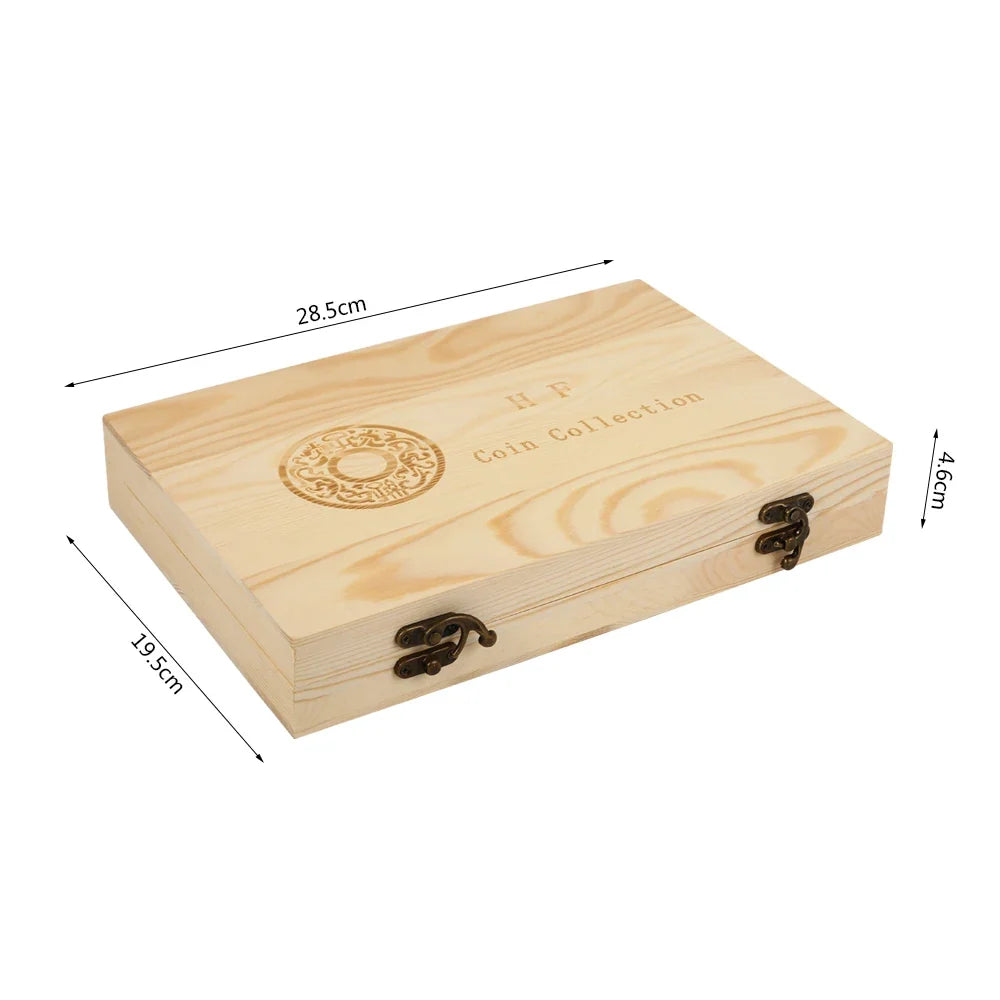 100 unidades de cápsulas transparentes para monedas, caja universal de almacenamiento de monedas con almohadilla de ajuste, contenedor de monedas conmemorativas y medallas de madera ajustable