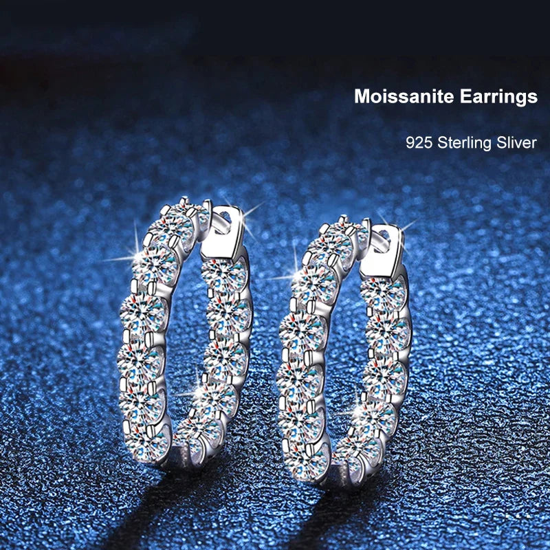 2.6ct D Color Moissanite Hoop Earrings 925 Sterling Silver 18k Gold Plated