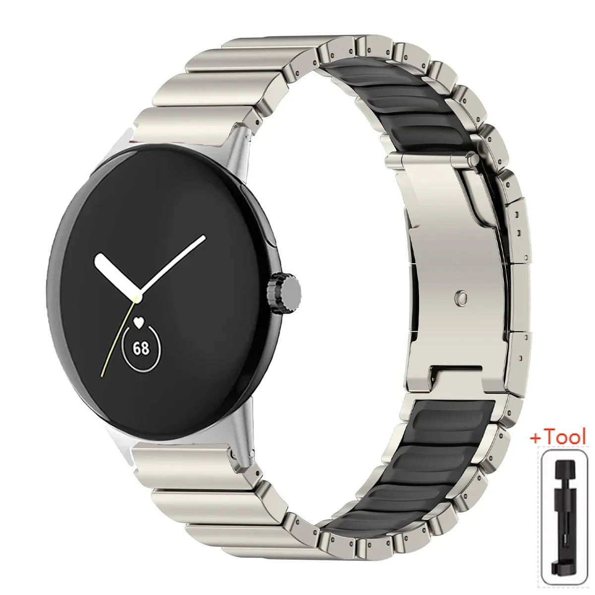 Google Pixel Watch 45mm Titanium Silicone Turtle Buckle Band