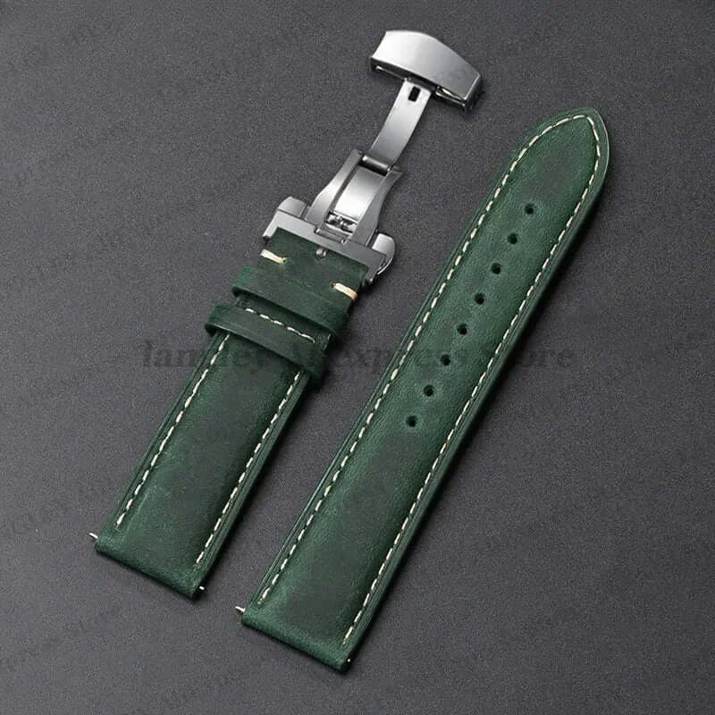 Amazfit Leather Watch Band Calfskin Strap with Butterfly Buckle Brown