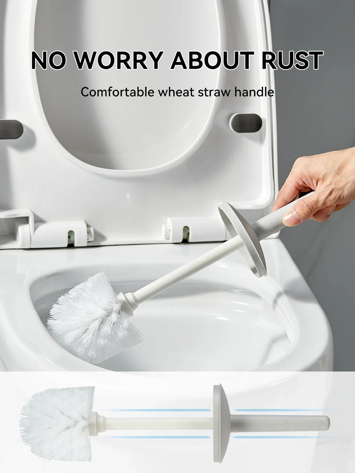 Cepillo de Inodoro de Plástico con Base, Cepillo de Limpieza de Inodoro de Mango Largo para WC, Accesorios de Baño, Herramientas de Limpieza