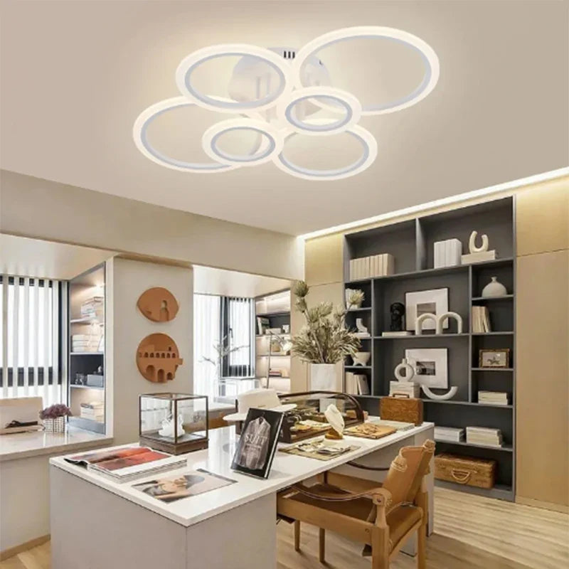 Moderna lámpara de araña LED con control remoto, anillo de luz de techo para el hogar, sala de estar, dormitorio, iluminación de cocina, lámparas para habitación
