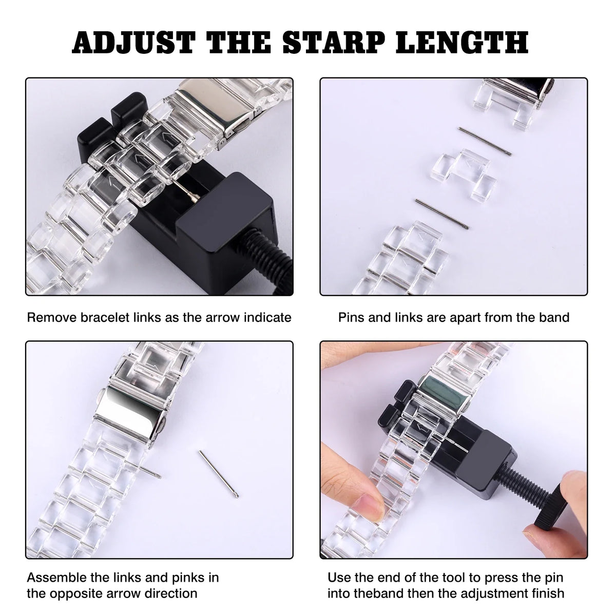 Samsung Galaxy Clear Plastic Link Watch Band – For Watch8/Watch8 Classic/Watch9/Ultra/Ultra2