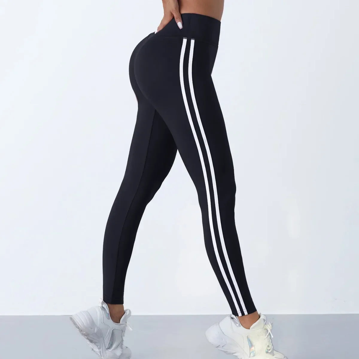 Women's Striped Yoga Leggings – Slim Fit Sports Pants