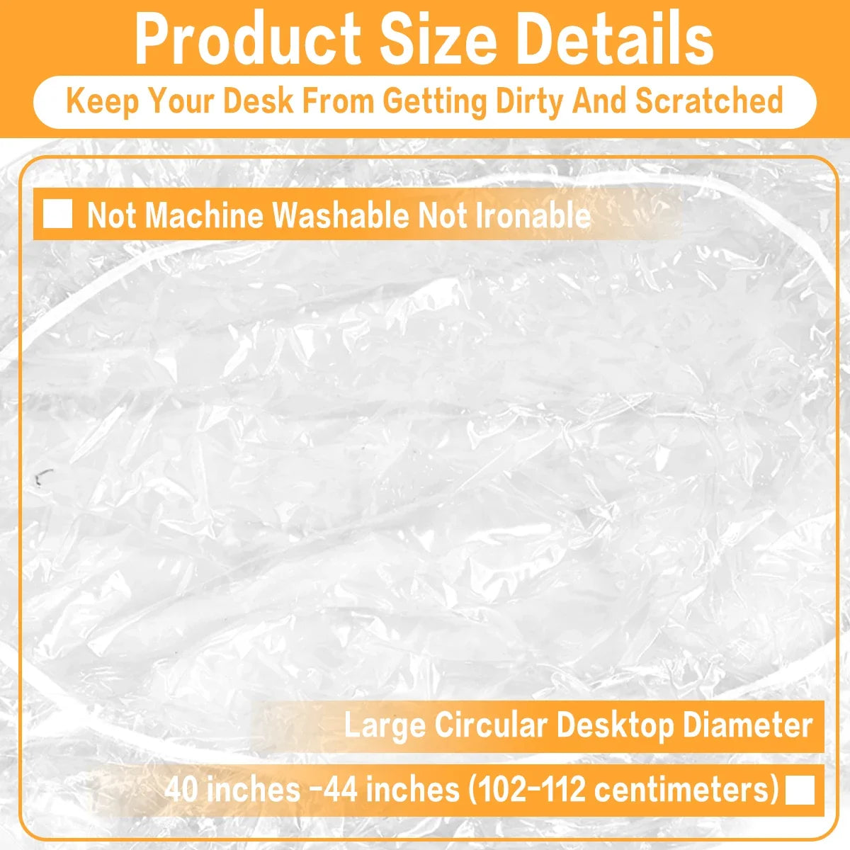 Mantel Redondo Transparente Ajustable con Borde Elástico, PVC Redondo Impermeable, Resistente al Aceite, Protector de Mesa Fácil de Limpiar