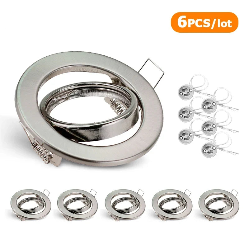Focos LED Blancos/Negros Marco Ajustable Downlight Portaleds Agujero 70mm para Soporte de Bombilla MR16 GU10 Foco Empotrado LED
