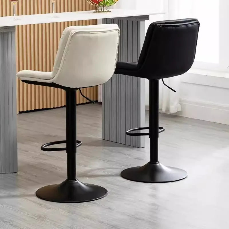 Taburetes de bar para cocina, taburetes de bar de cuero para isla de cocina, taburetes de barra de desayuno de altura ajustable con respaldo y reposapiés, giratorios
