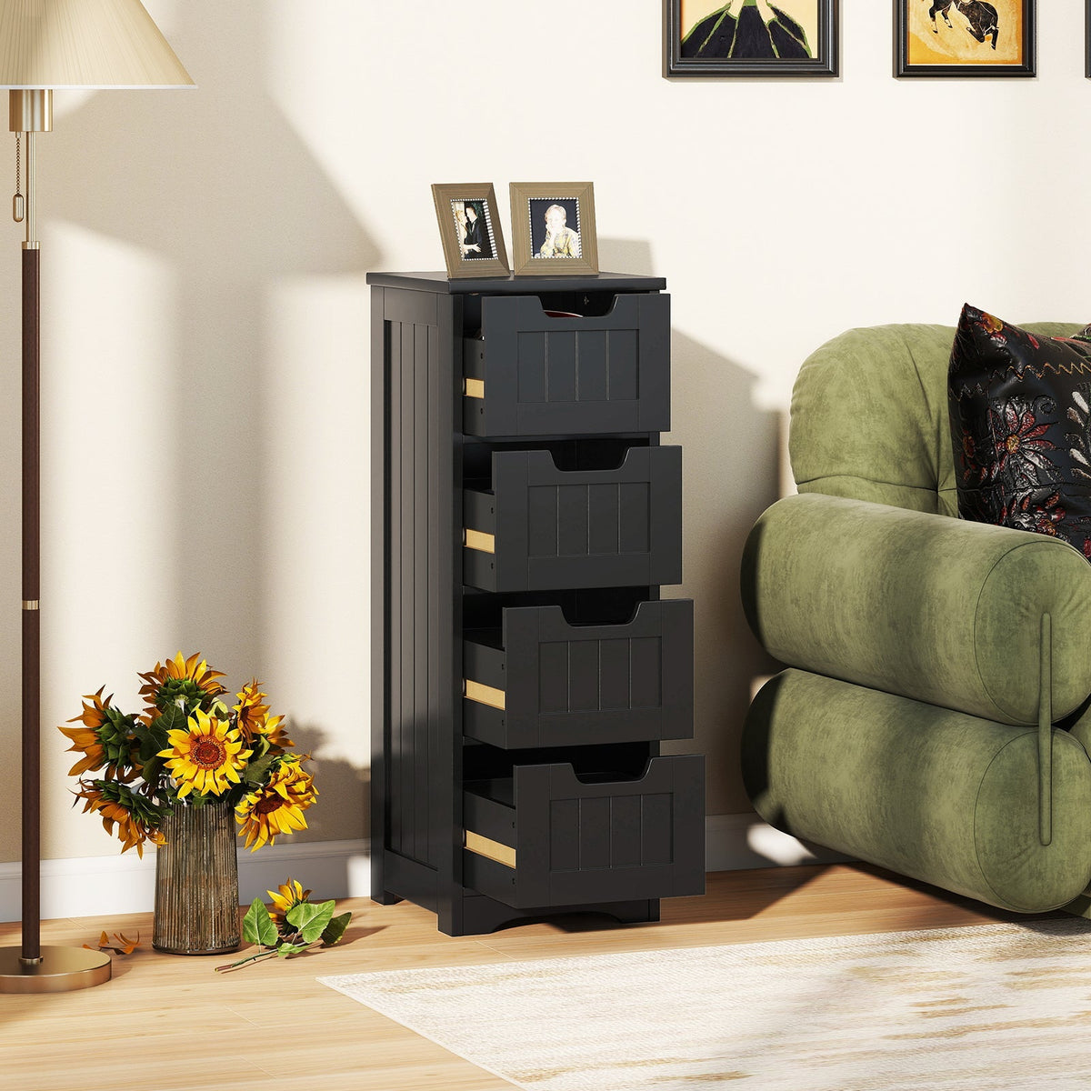 Free-Standing Side Storage Organizer with 4 Drawers
