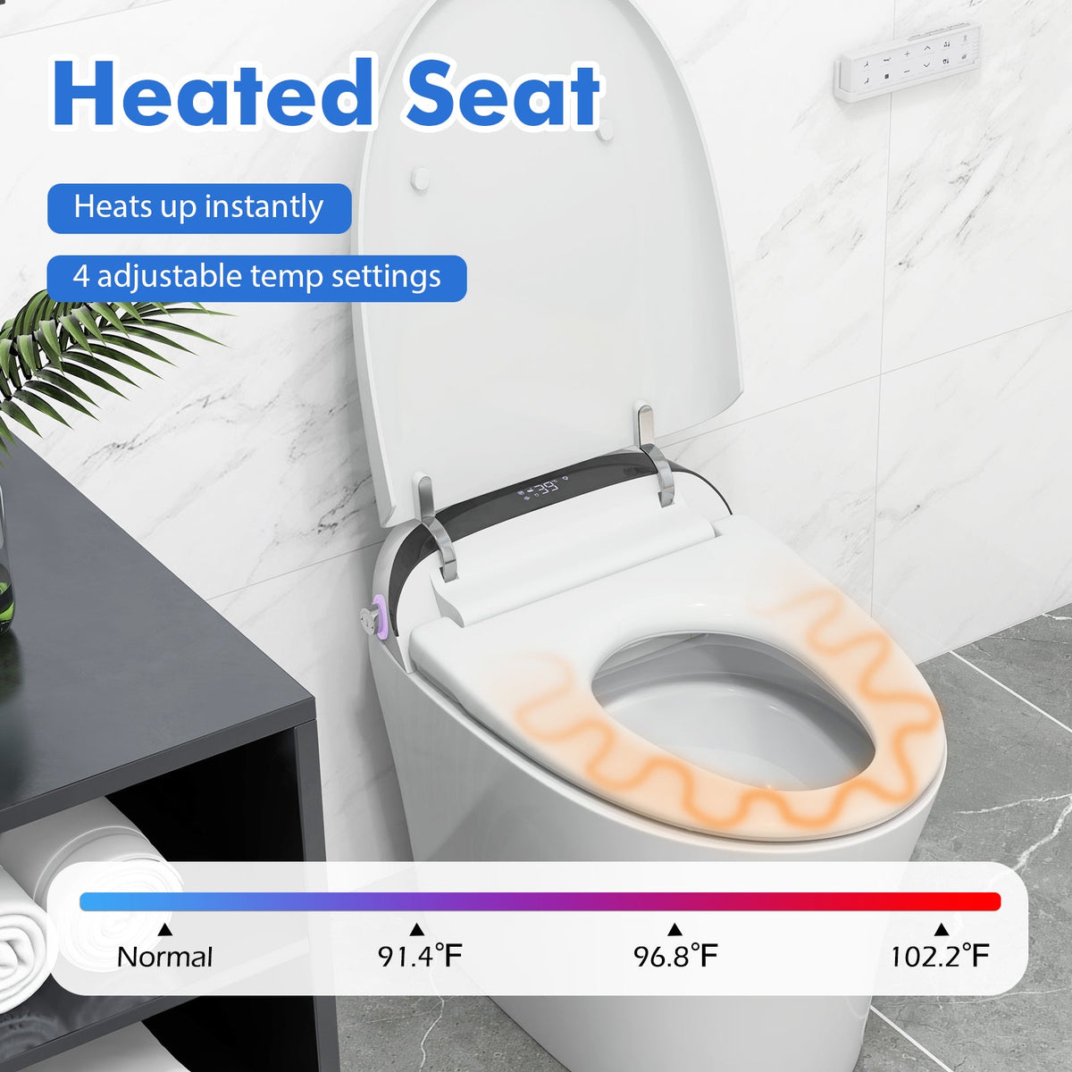 One-Piece Elongated Smart Toilet Bidet 1.28 GPF Dual-flush