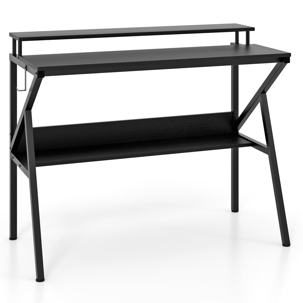 Space Saving Computer Desk with Monitor Stand and Extra Storage Shelf for Work Study