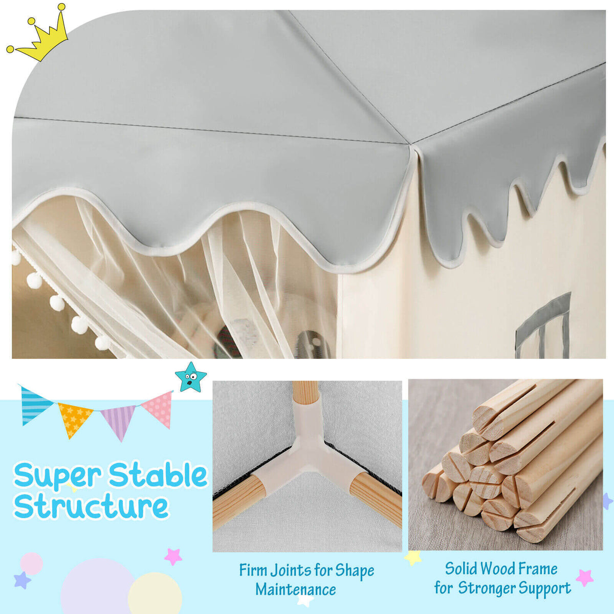 Castillo de juego grande para niños, tienda de hadas con alfombra