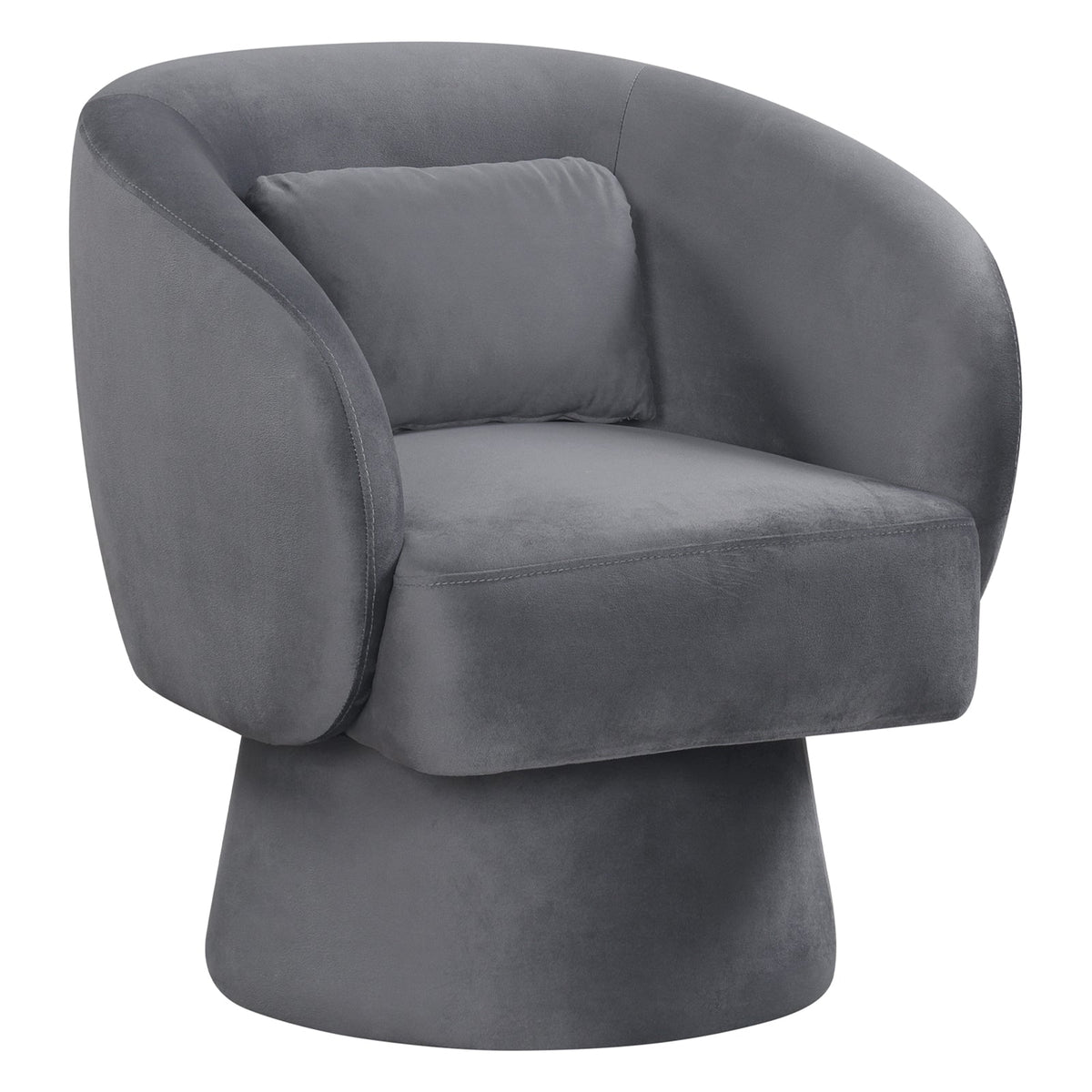 Swivel Accent Chair Upholstered Barrel Chair with Curved Back and Removable Lumbar Pillow