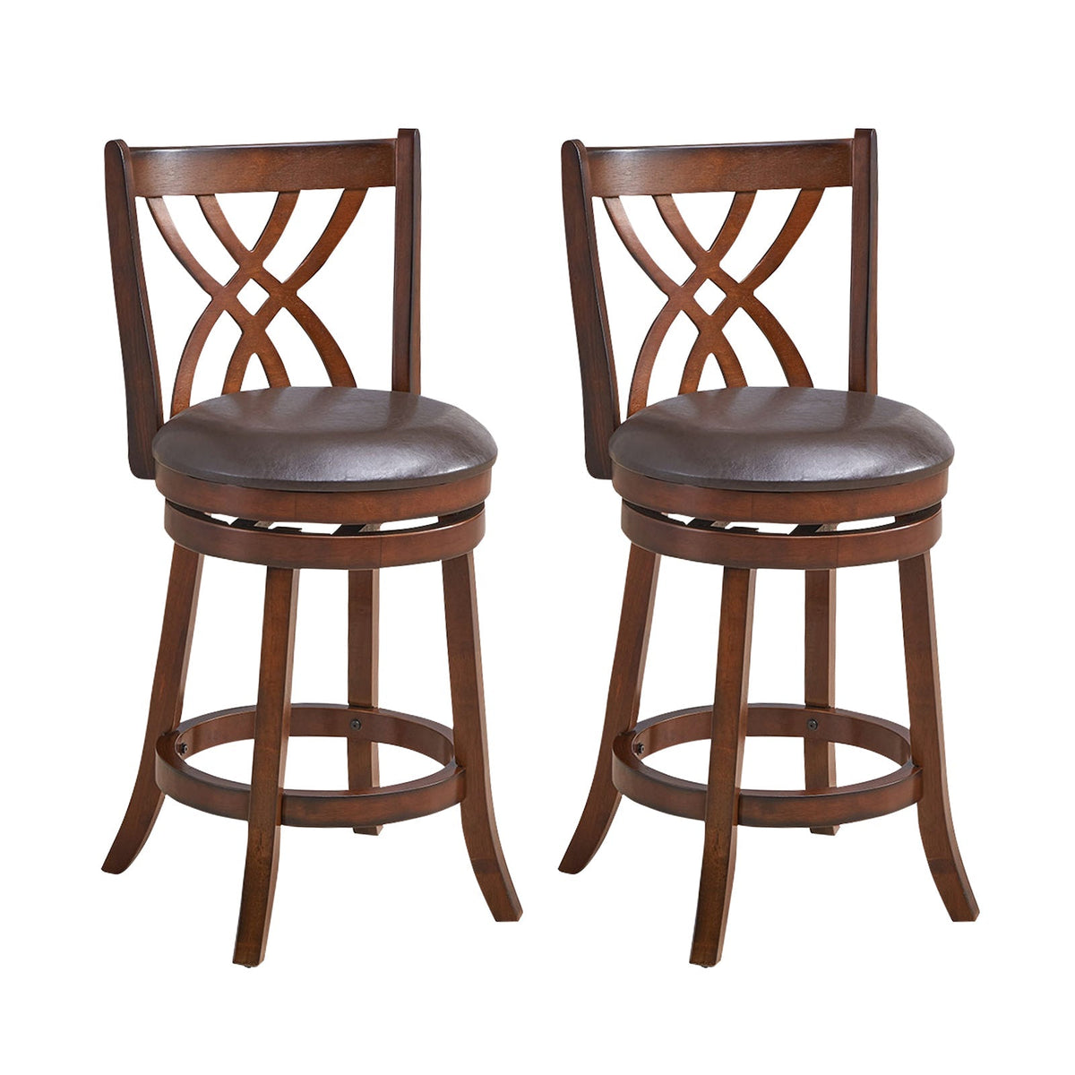 Sillas giratorias de altura de mostrador 360° con asiento acolchado de cuero sintético y reposapiés
