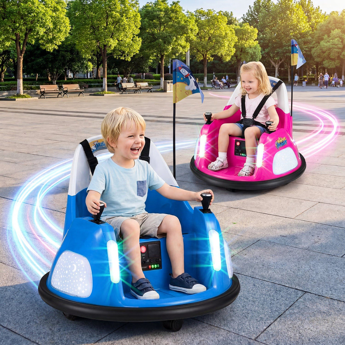 12V Kids Ride On Bumper Car with Remote Control and Flashing Lights