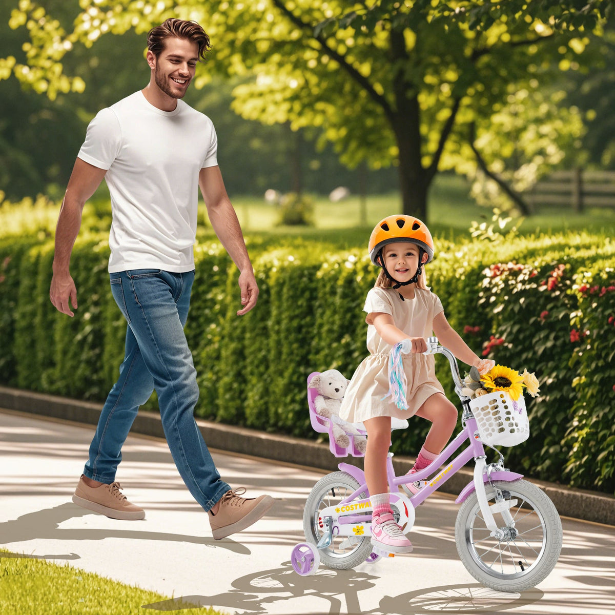 18 Inch Girls Bike Kids Bicycle with Doll Seat and Streamers for Children 4