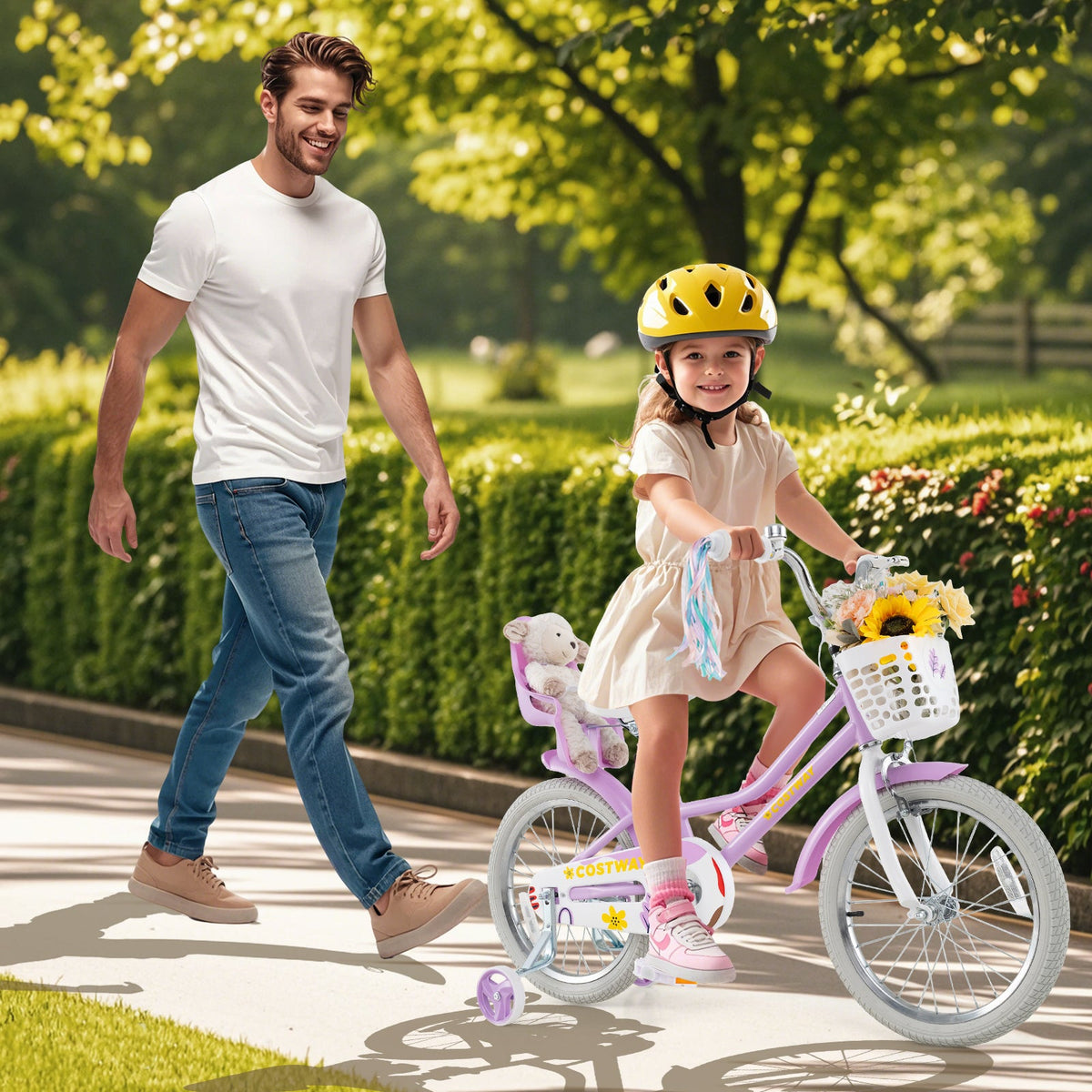 18 Inch Girls Bike Kids Bicycle with Doll Seat and Streamers for Children 4