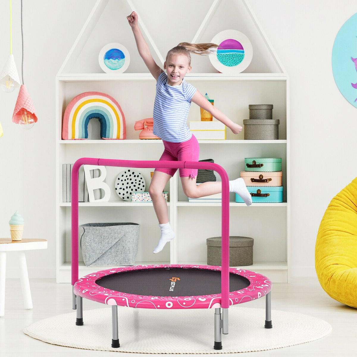 36 Inch Kids Trampoline Mini Rebounder with Full Covered Handrail