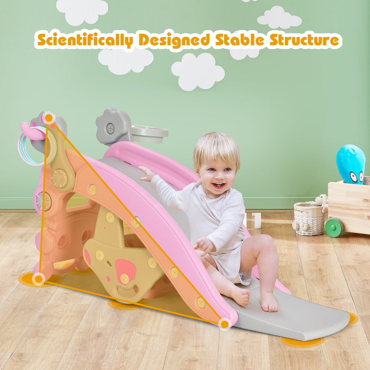 4-in-1 Rocking Horse and Slide Set for Kids