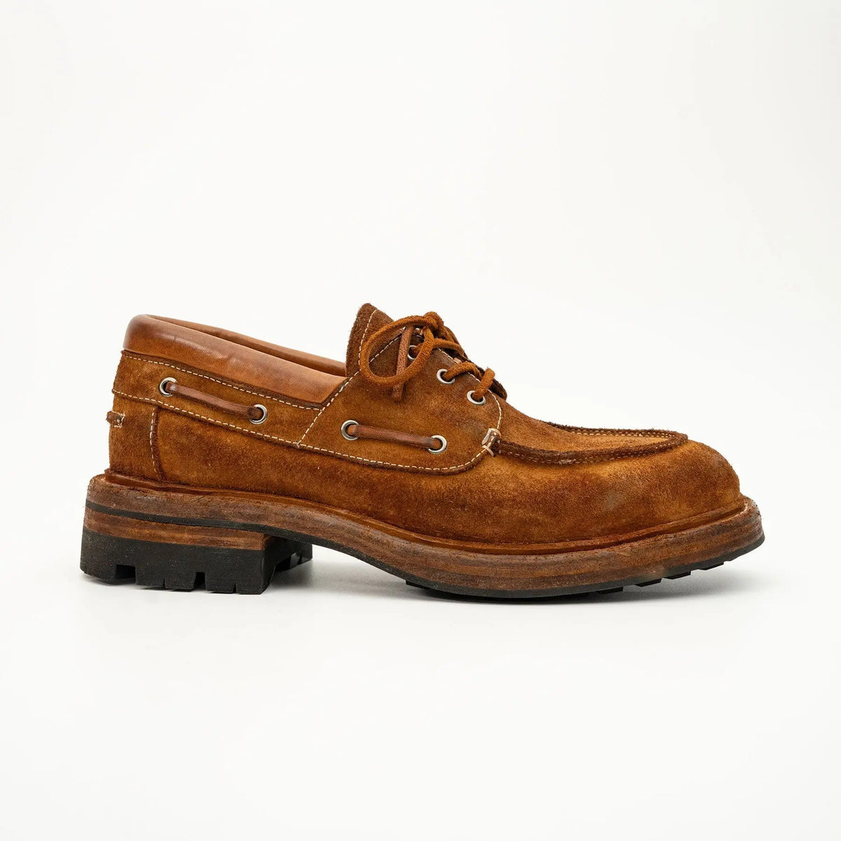 Brown Horse Butt Leather Moc-Toe Lace-Up Shoes