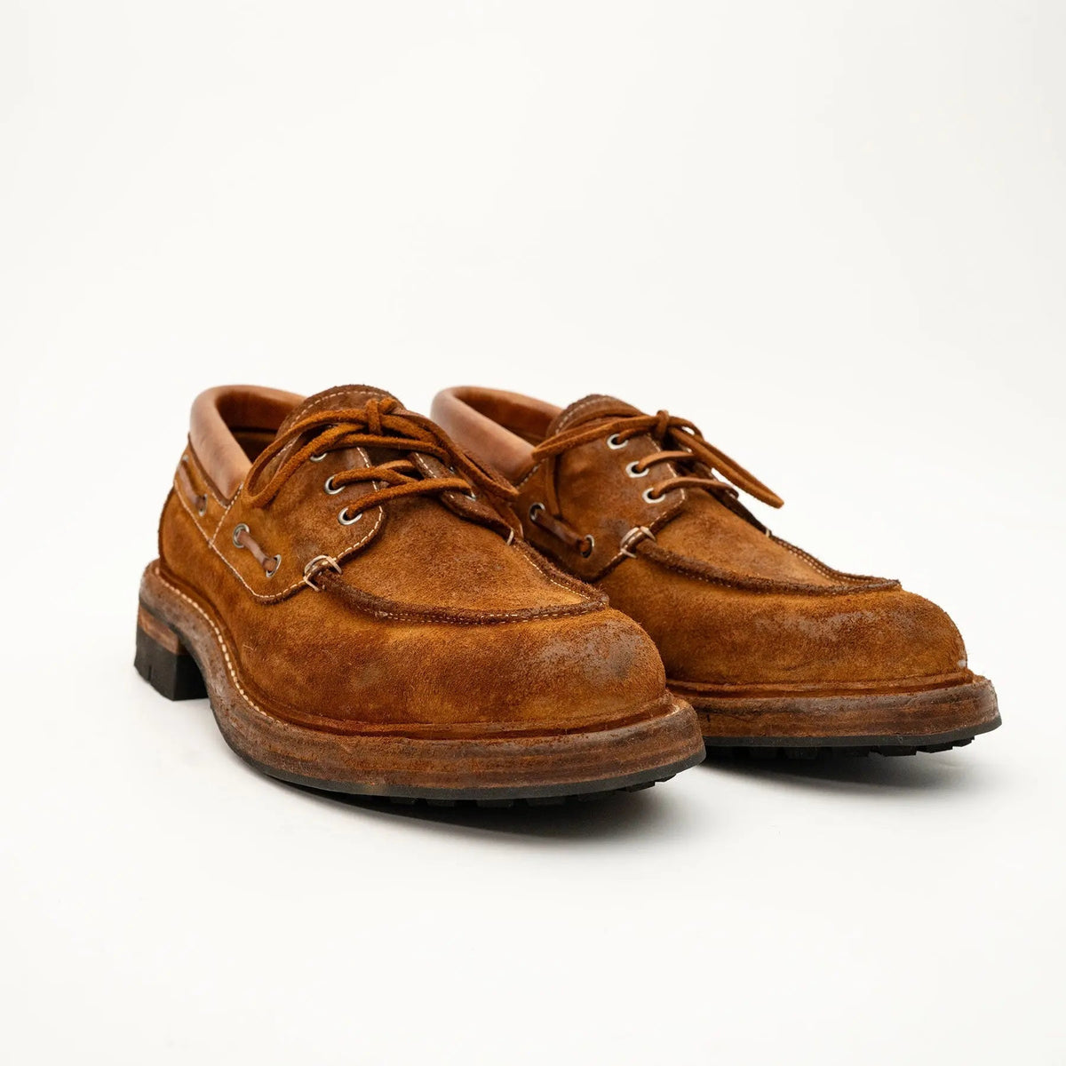 Brown Horse Butt Leather Moc-Toe Lace-Up Shoes