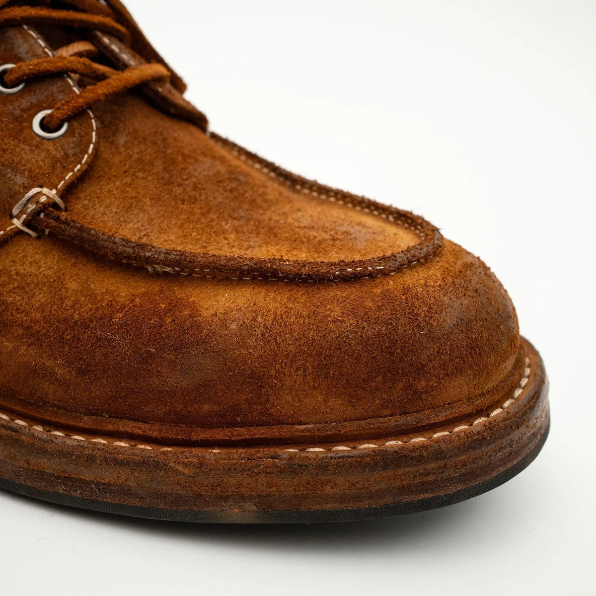Brown Horse Butt Leather Moc-Toe Lace-Up Shoes