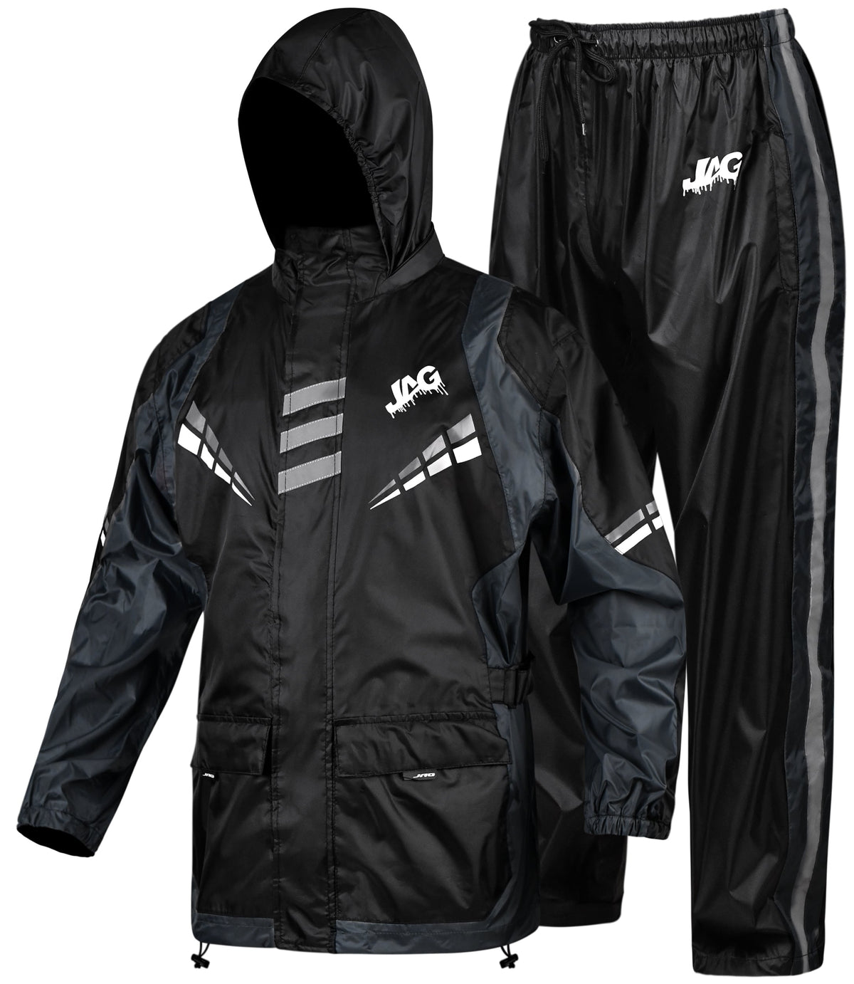 Traje de lluvia JAG Rainmaster para hombre y mujer (negro/gris)
