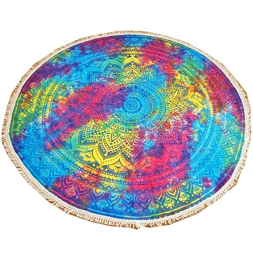 Tie Dye Ombre Round Mandala Crochet Tapestry 70 Inch
