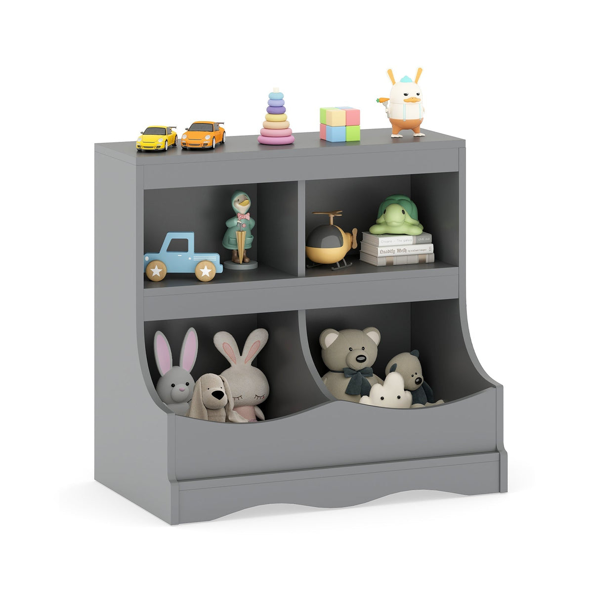 Toy Storage Organizer 4-Cubby Kids Bookcase for Toys and Books