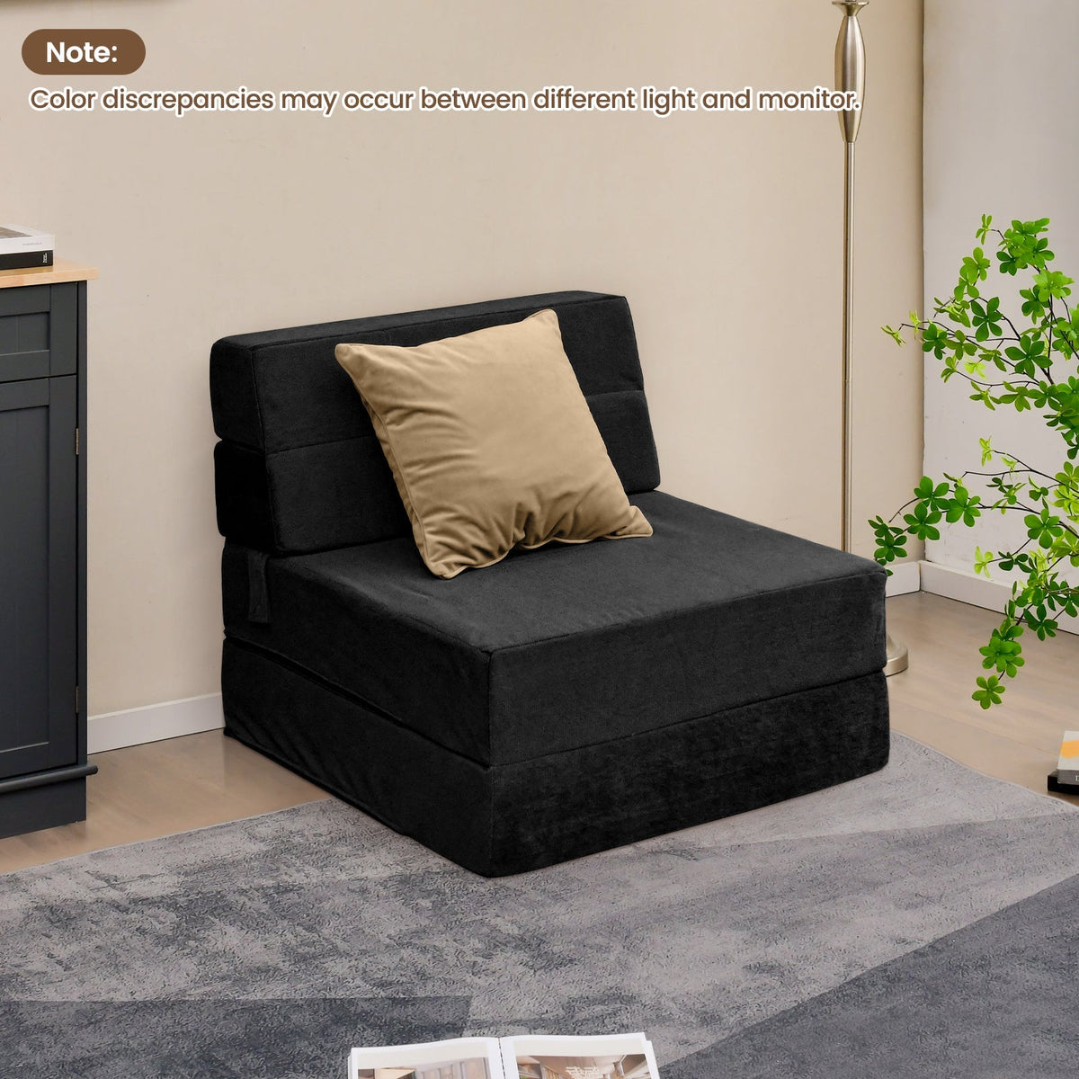 Tri-Fold Folding Chair Convertible Sleeper Bed