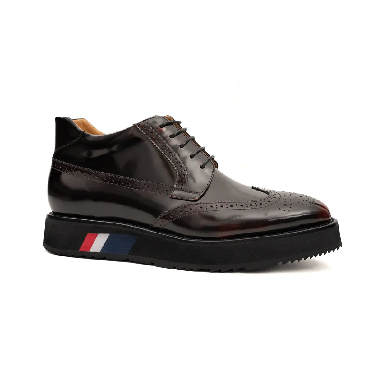 Dark Burgundy Calf Leather Wingtip Derby Shoes